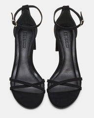 RAE Black Nubuck Strappy Block Heel Women's Sandal