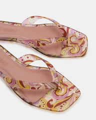 TRELLA Jelly Pink Print Square-Toe Thong Women's Sandal
