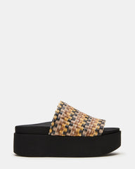 ARWEN Multi Raffia Platform Footbed Slide Chunky Women's Sandal