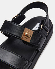 MONA Black Leather Flatform Women's Sandal