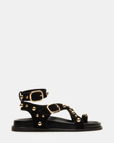 LINEAR Black Suede Strappy Footbed Studded Women's Sandal