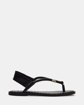 MEDUZA Black Leather Women's Studded Thong Sandal
