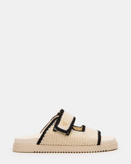 MAYSIE Cream Multi Woven Flatform Footbed Slide Women's Sandal