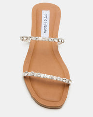 RETREAT Rhinestones Women's Strappy Square-Toe Slide Sandal