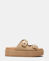 BIGSCHMONA Taupe Suede Women's Platform Slide Sandal