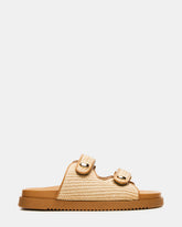 ATHENS Natural Raffia Slide Footbed Flatform Women's Sandal