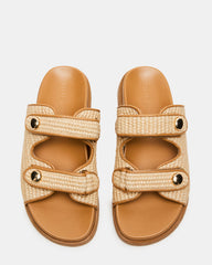 ATHENS Natural Raffia Slide Footbed Flatform Women's Sandal
