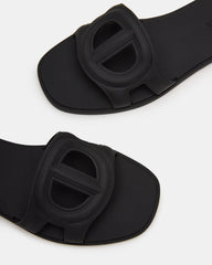 JELLIE Black Women's Square Toe Slide Sandal