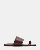 DECADENT Brown Leather Rounded-Toe Slide Women's Sandal