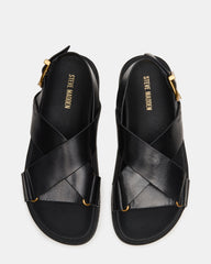 DONELLI Black Leather Strappy Footbed Women's Sandal