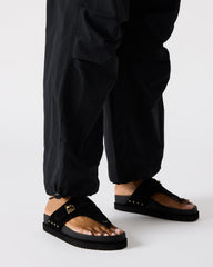 THONA Black Suede Women's Flatform Thong Sandal