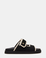 MAYSIE Black Multi Woven Flatform Footbed Slide Women's Sandal