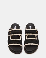 MAYSIE Black Multi Woven Flatform Footbed Slide Women's Sandal