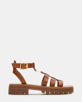 JARELLI Tan Leather Strappy Platform Women's Sandal