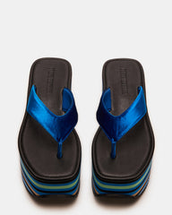 SEVILLA Blue Multi Thong Platform Chunky Flatform Square-Toe Women's Sandal