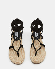 WADE Black Women's Strappy Lace-Up Espadrille Sandal