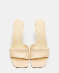 CURCIO Beige Crocodile Square-Toe Women's Wedge Sandal