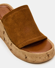 CELLAR Chestnut Suede Platform Wedge Square-Toe Women's Sandal