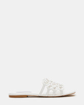 LOTUS White Leather Square-Toe Slide Women's Sandal