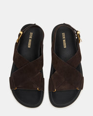 DONELLI Brown Suede Strappy Footbed Women's Sandal