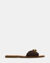 DIPSY Brown Suede Slide Rounded Toe Women's Sandal