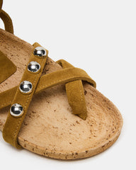 KELSO Olive Suede Flatform Strappy Studded Women's Sandal