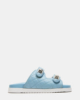 SCHMONA Blue Leather Quilted Slide | Women's Sandals