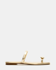 TAMARA Gold Flat Square-Toe Women's Sandal