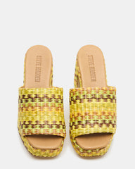 KOLA Raffia Multi Platform Square-Toe Block Heel Mule Women's Sandal