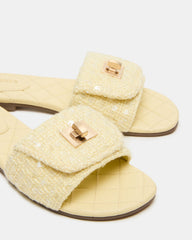 MORELAND Sequin Yellow Quilted Slide Women's Sandal