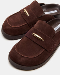 TOBIN Brown Suede Slip-On Mule Women's Flat