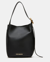 SOFIEE Bag Black Leather Shoulder Strap Bucket Tote Handbag