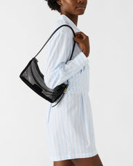 VIXEN Bag Black Shoulder Strap Mesh Structured Bottom Women's Handbag