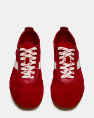JUNA Red Low-Top Lace-Up Stripe Men's Sneaker