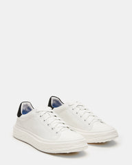 MACRAE White Leather Men's Low-Top Fashion Sneaker