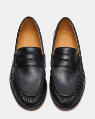 QUINCEY Black Leather Slip-On Men's Loafer