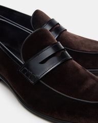 YARDLY Brown Velvet Slip-On Men's Dress Loafer