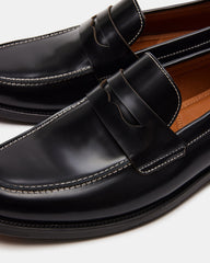 NATAN Black Leather Slip-On Dress Loafer | Men's Loafers