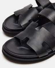 MAIVEN Black Leather Men's Fisherman Sandal