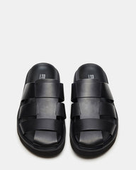 BLAZET Black Leather Footbed Fisherman Men's Sandal