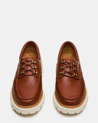 VICTOR Cognac Leather Slip-On Men's Casual Boat Shoe