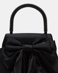 COSETTE Bag Black Satin Beaded Top-Handle Mini Handbag