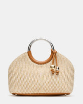 GEENA Straw Bag Light Natural Ring Top-Handle Crossbody Handbag