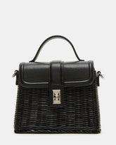 CRISTY Bag Black Wicker Top-Handle Sraw Crossbody Handbag