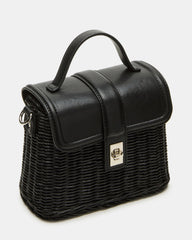 CRISTY Bag Black Wicker Top-Handle Sraw Crossbody Handbag