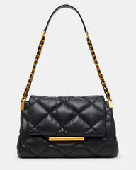 COLETTE Bag Black/Gold Quilted Chain Shoulder Handbag