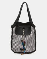 MAKIA Black Women's Crystal Rhinestone Shoulder Strap Net Tote Handbag