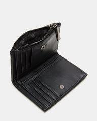 BAZAR Wallet Black Quilted Top-Zipper Button-Snap Mini Wallet