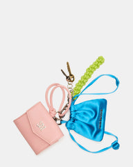 TRAVEL BAG CHARM Coral Multi Card Wallet Attachable Bag Charm