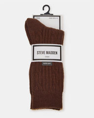 2 PACK CABLE TEXTURE BOOT SOCKS BROWN Women's Textured Quarter Book Socks